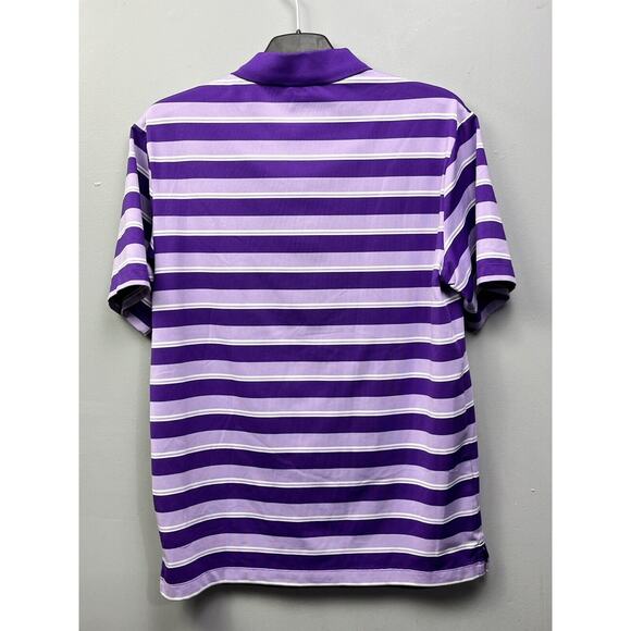Greg Norman Polo Shirt‎ Mens Medium Purple StriAttack Life Play Dry Striped Golf - Picture 2 of 6